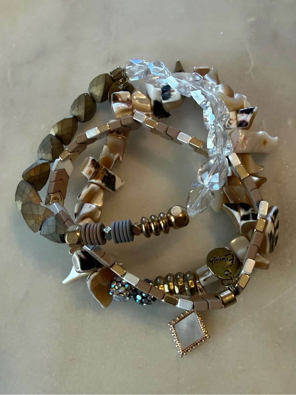 Erimish Beige and Gold Starter Stack NWOT